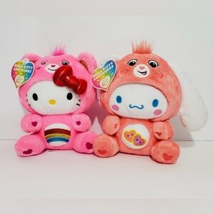 🆕 Hello Kitty & Cinnamoroll Care Bears 9" Soft Huggable Bestie Plush Bears Lot